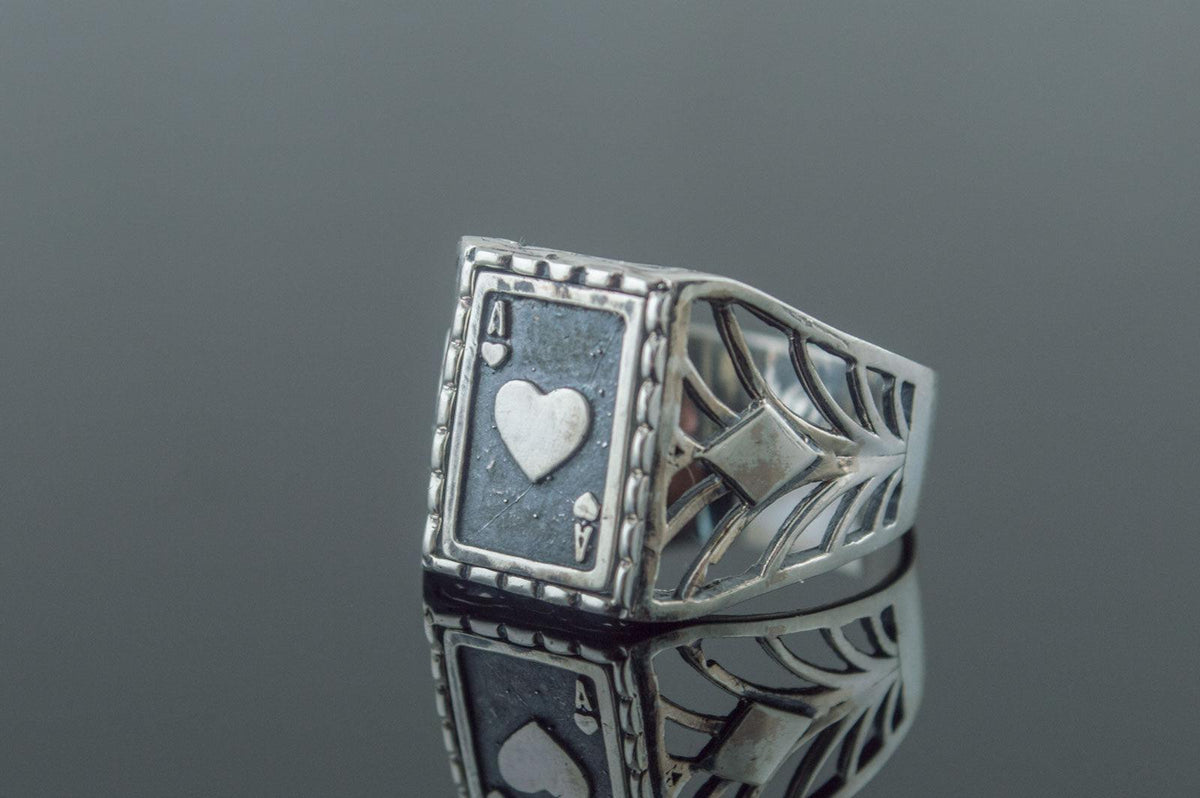 Ring with Ace Symbol Sterling Silver Handmade Jewelry-4