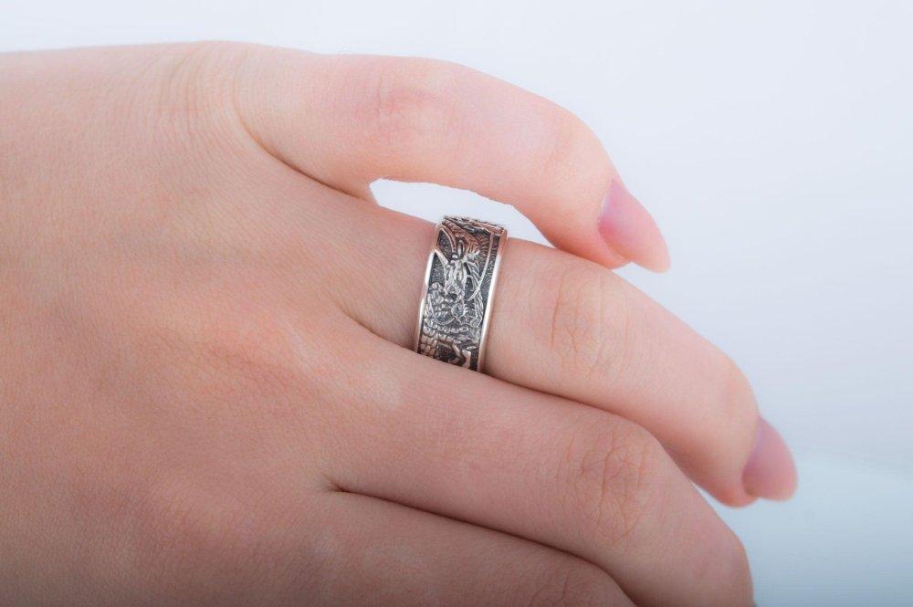 Ring with Dragon Symbol Sterling Silver Handmade Jewelry-10