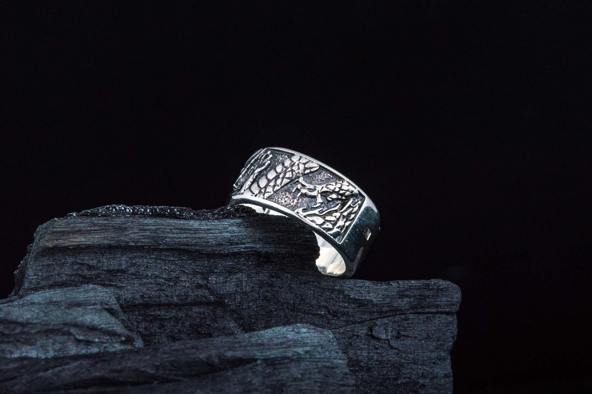 Ring with Dragon Symbol Sterling Silver Handmade Jewelry-2