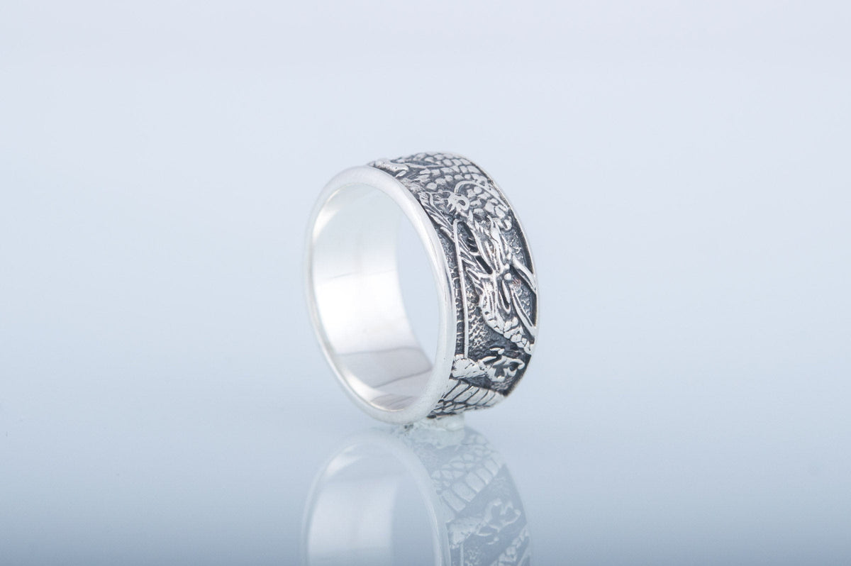 Ring with Dragon Symbol Sterling Silver Handmade Jewelry-3