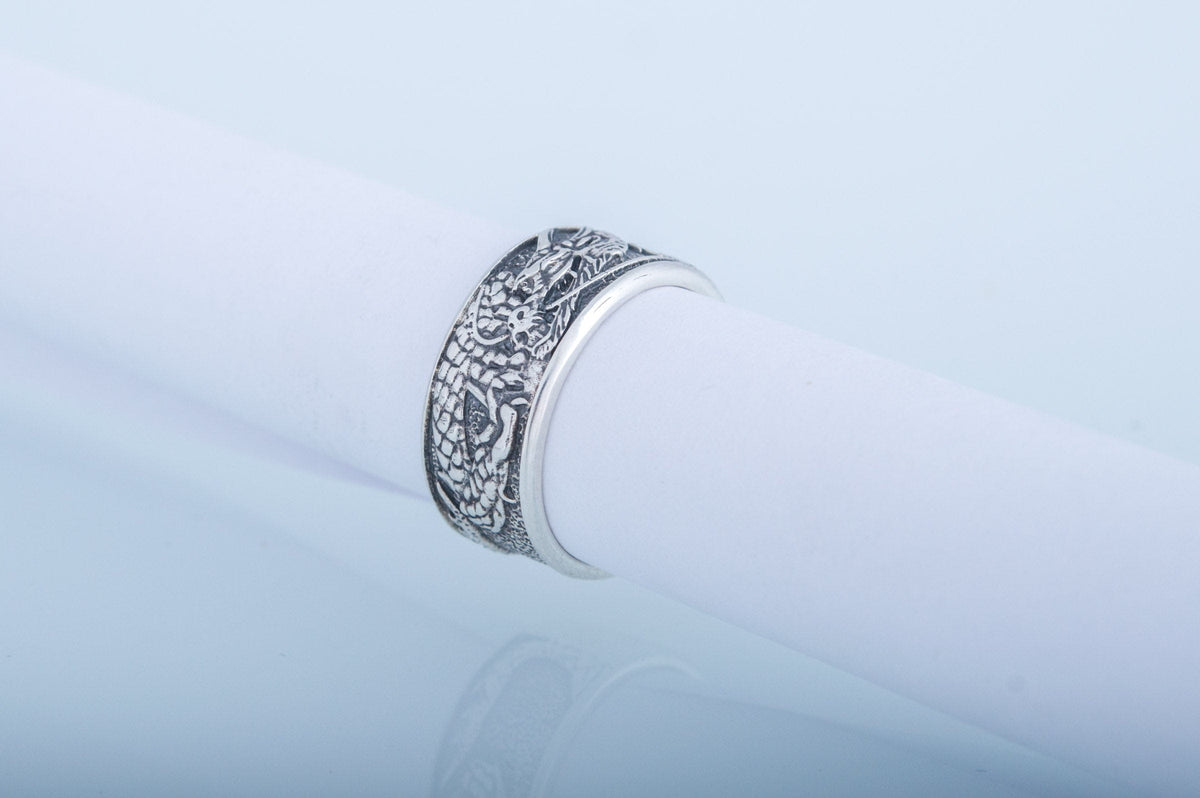 Ring with Dragon Symbol Sterling Silver Handmade Jewelry-4