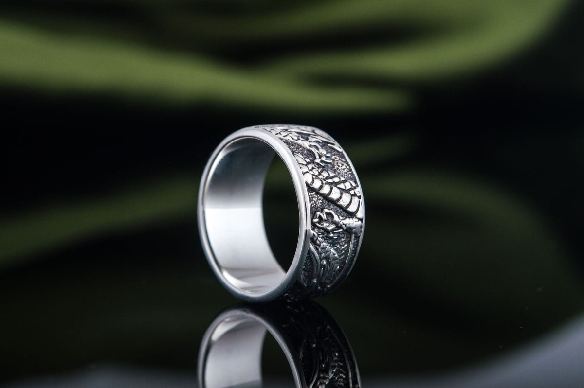 Ring with Dragon Symbol Sterling Silver Handmade Jewelry-6
