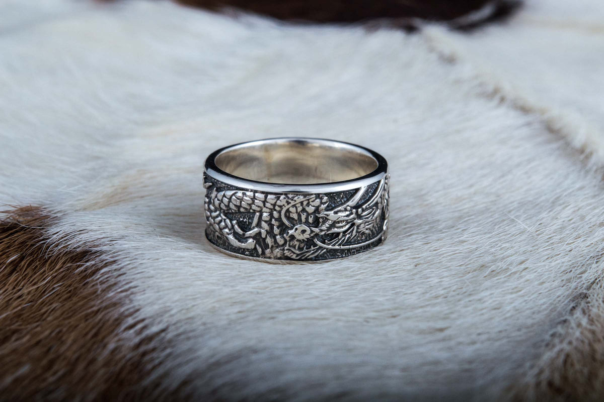Ring with Dragon Symbol Sterling Silver Handmade Jewelry-7