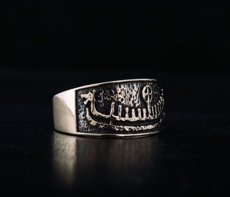 Ring with Drakkar Symbol Bronze Handcrafted Norse Jewelry-2