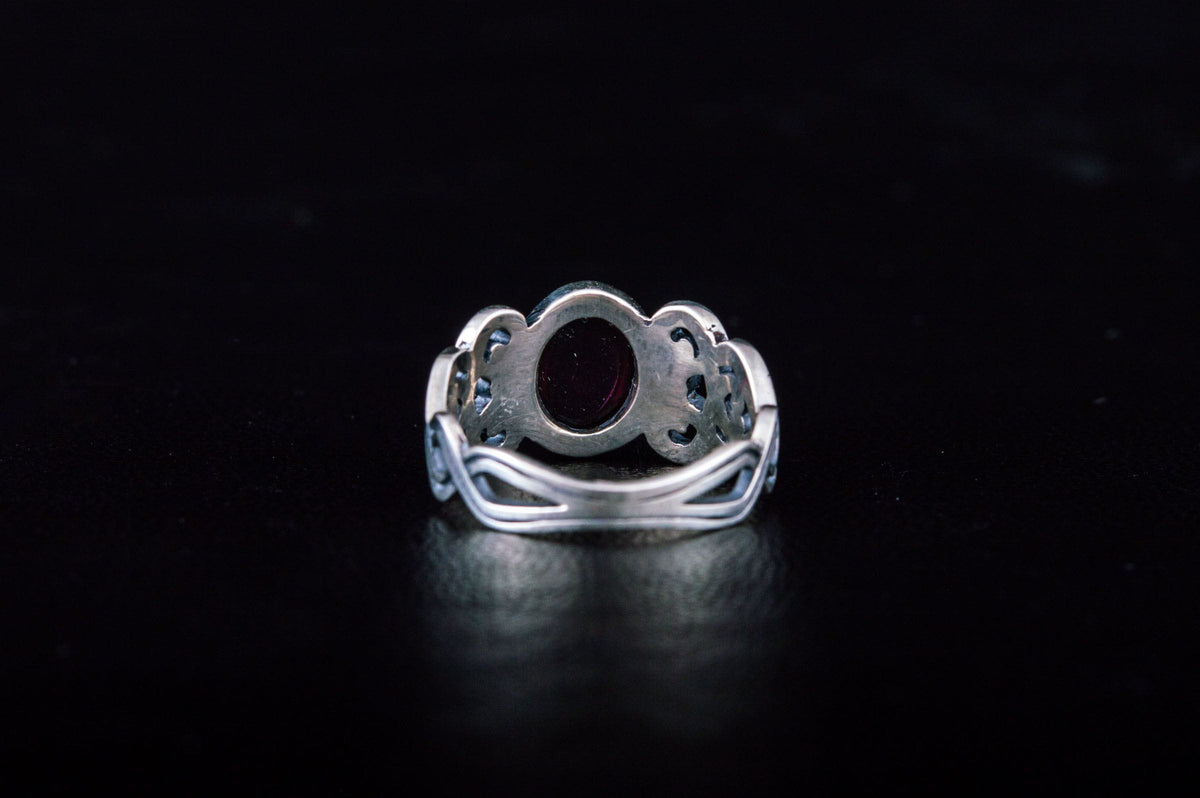 Ring with Garnet Sterling Silver Fashion Jewelry-2