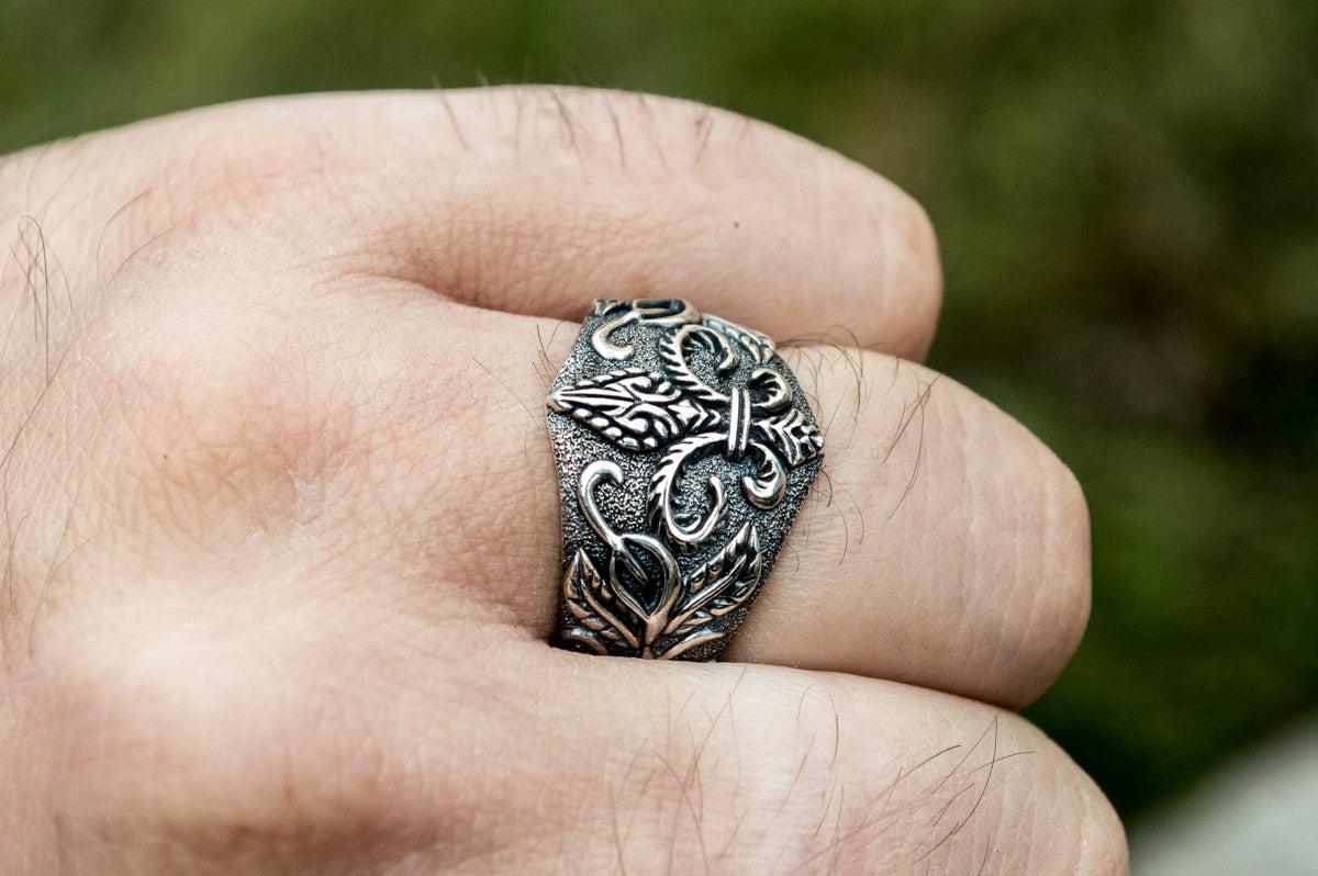 Ring with Heraldic Lilia Sterling Silver Handcrafted Jewelry-7