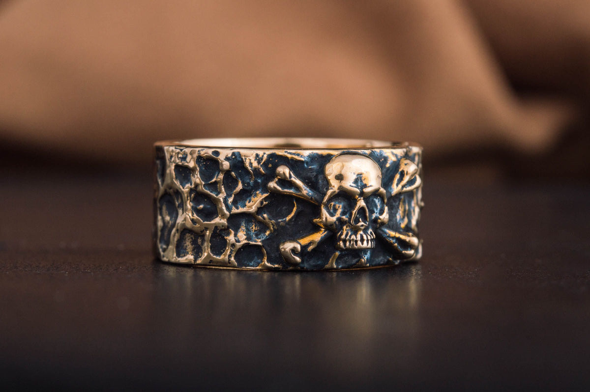 Ring with Jolly Roger Symbol Bronze Unique Jewelry-4