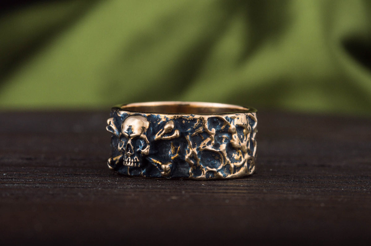 Ring with Jolly Roger Symbol Bronze Unique Jewelry-6
