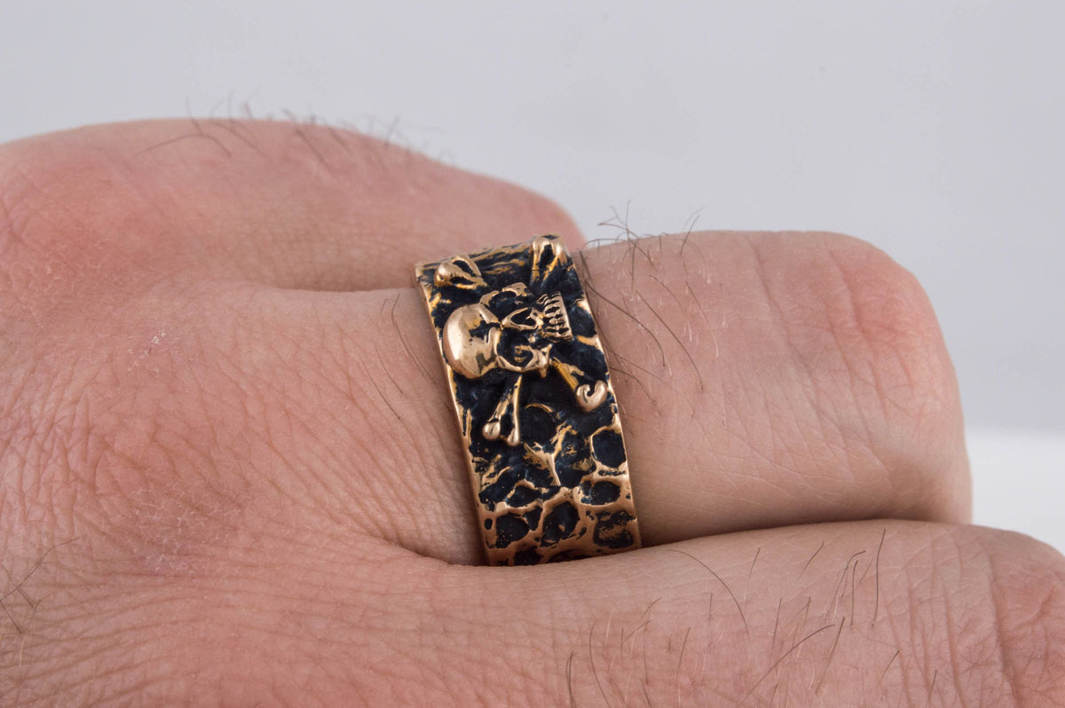 Ring with Jolly Roger Symbol Bronze Unique Jewelry-7