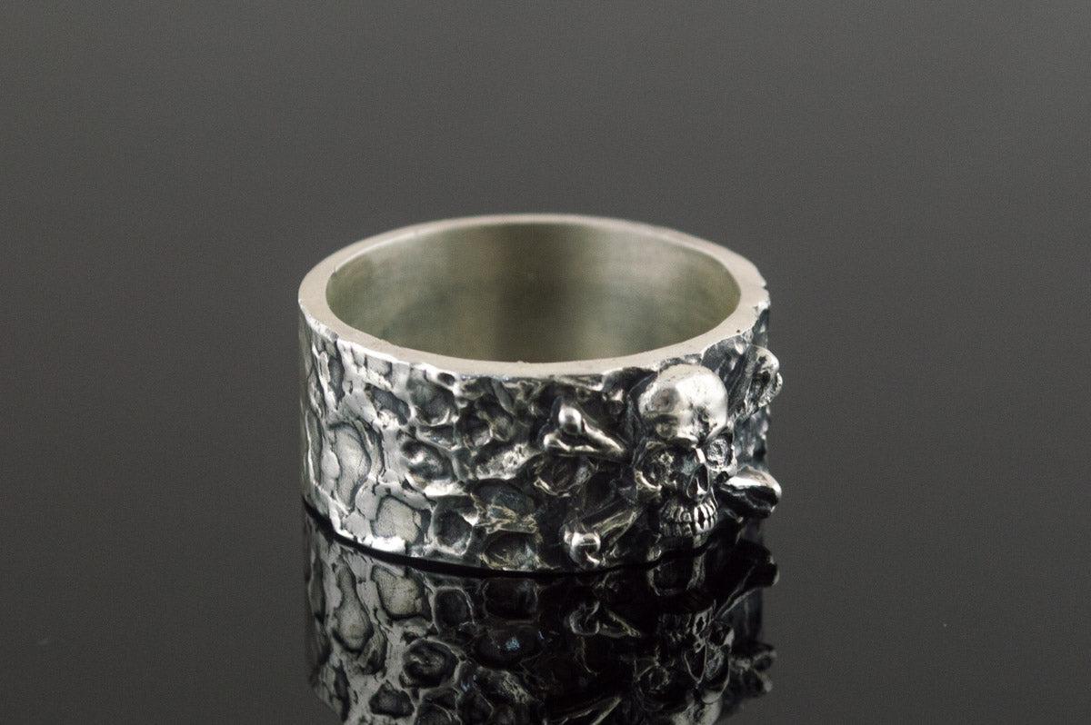 Ring with Jolly Roger Symbol Sterling Silver Unique Jewelry-1