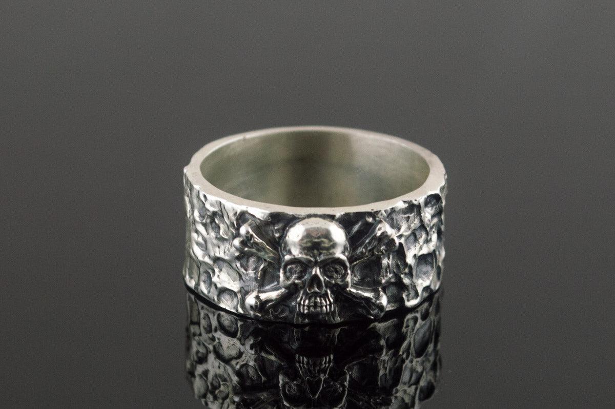 Ring with Jolly Roger Symbol Sterling Silver Unique Jewelry-5