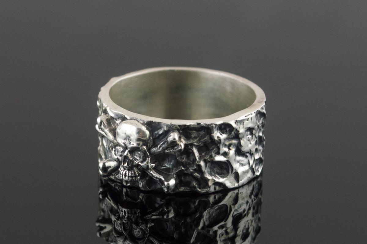 Ring with Jolly Roger Symbol Sterling Silver Unique Jewelry-6