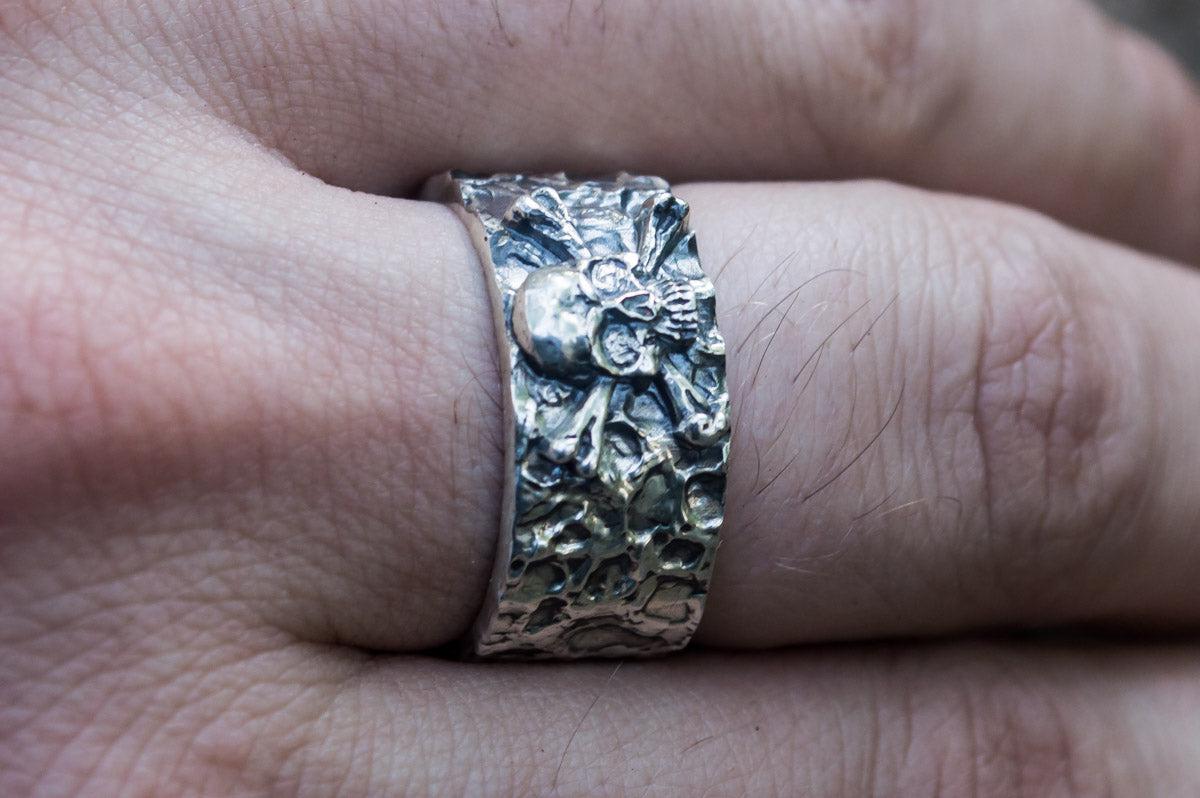 Ring with Jolly Roger Symbol Sterling Silver Unique Jewelry-7