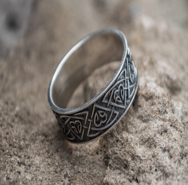 Ring with Norse Ornament Sterling Silver Viking Jewelry-2