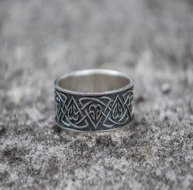 Ring with Norse Ornament Sterling Silver Viking Jewelry-3