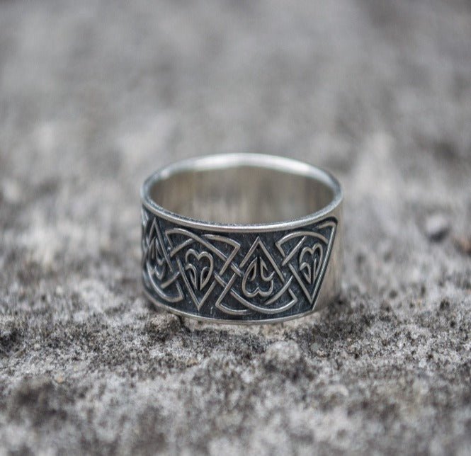 Ring with Norse Ornament Sterling Silver Viking Jewelry-5