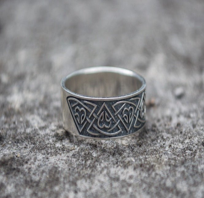 Ring with Norse Ornament Sterling Silver Viking Jewelry-6