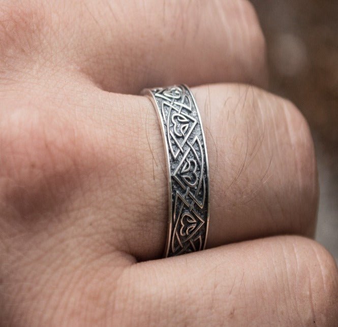 Ring with Norse Ornament Sterling Silver Viking Jewelry-7