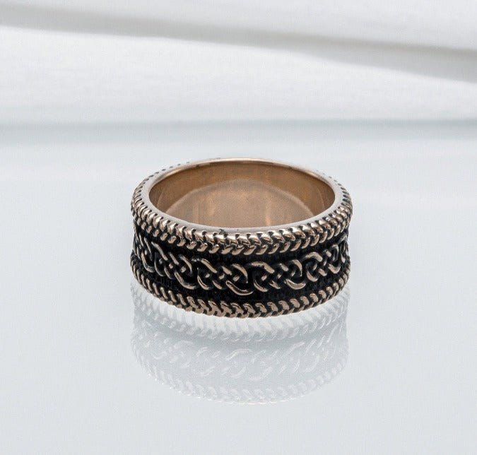 Ring with Ornament Bronze Handcrafted Viking Jewelry-2