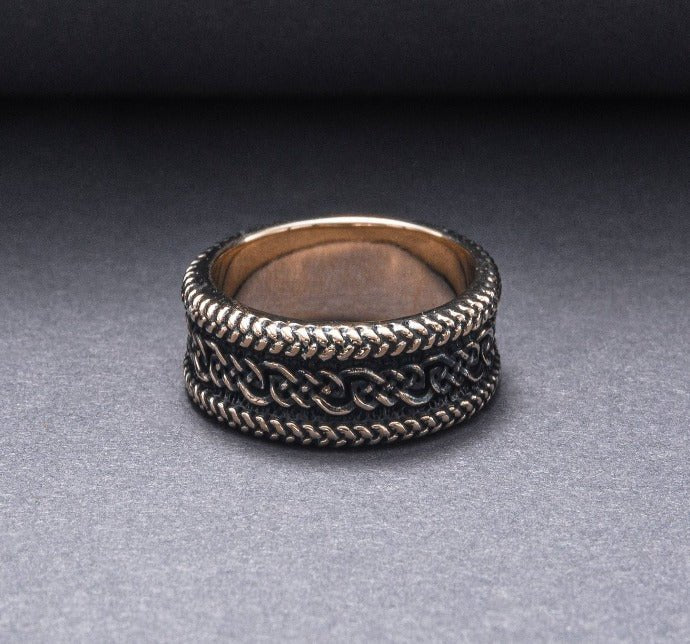 Ring with Ornament Bronze Handcrafted Viking Jewelry-4