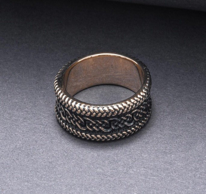 Ring with Ornament Bronze Handcrafted Viking Jewelry-5