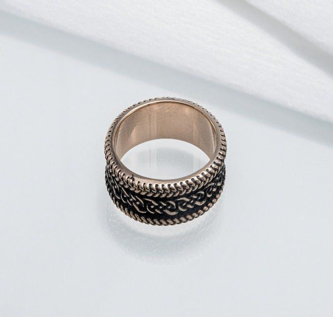 Ring with Ornament Bronze Handcrafted Viking Jewelry-6