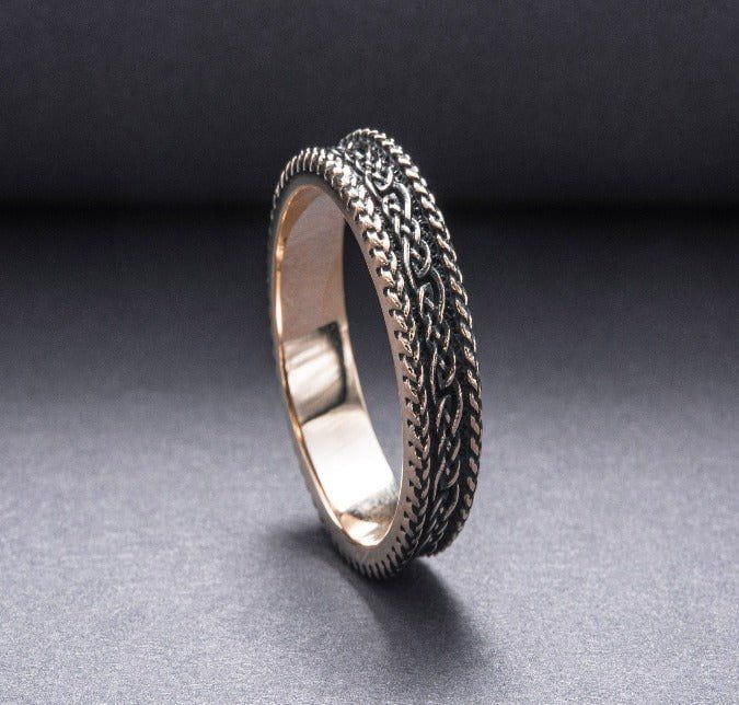 Ring with Ornament Bronze Handcrafted Viking Jewelry-7