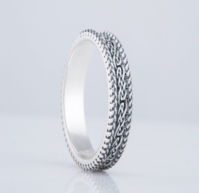 Ring with Ornament Sterling Silver Handcrafted Viking Jewelry-2