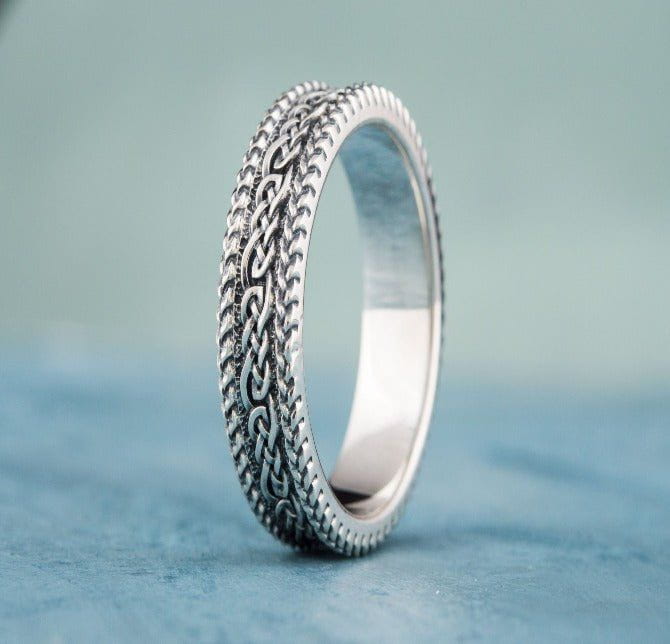 Ring with Ornament Sterling Silver Handcrafted Viking Jewelry-3