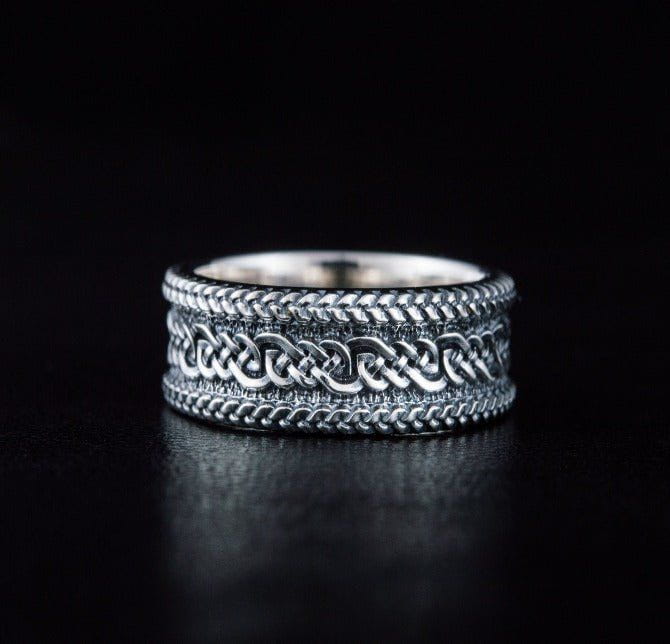 Ring with Ornament Sterling Silver Handcrafted Viking Jewelry-4