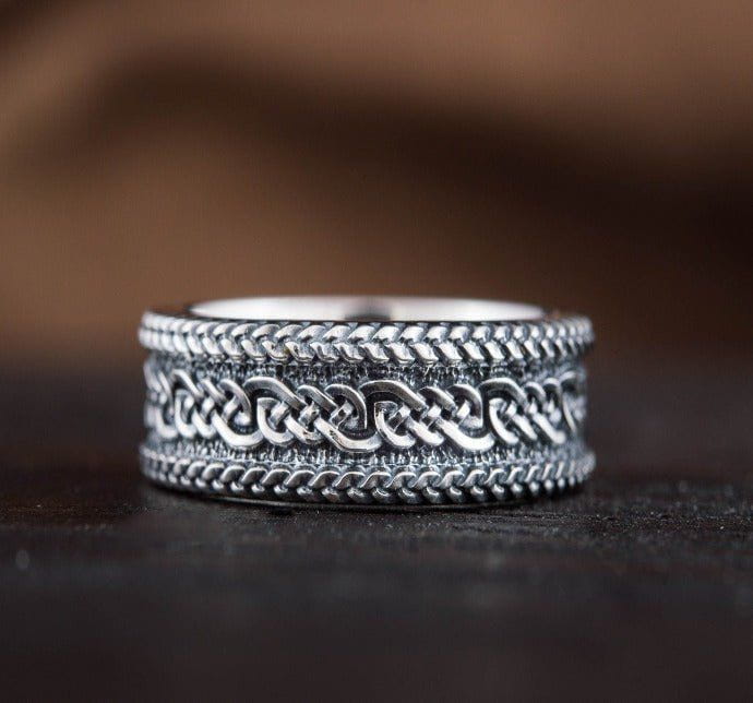 Ring with Ornament Sterling Silver Handcrafted Viking Jewelry-6