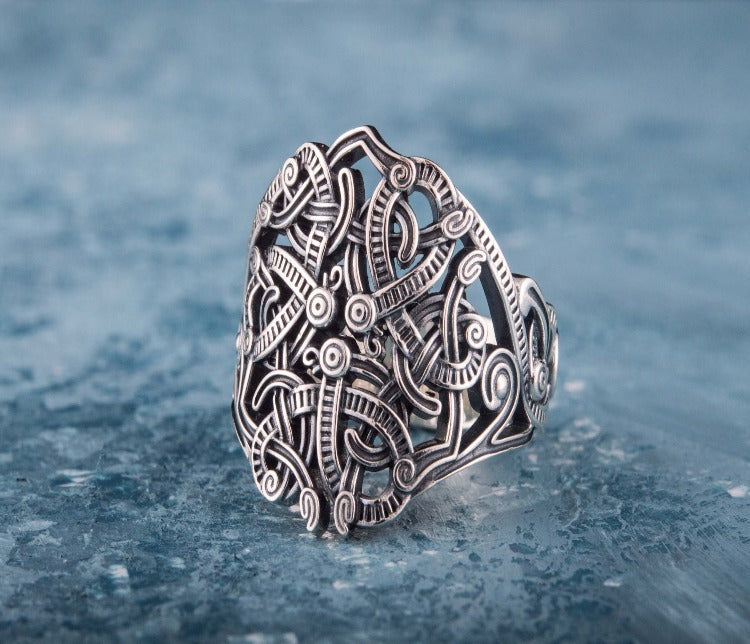 Ring with Ornament Sterling Silver Handmade Jewelry-3