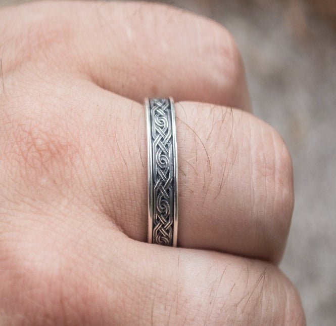Ring with Ornament Sterling Silver Viking Jewelry-3