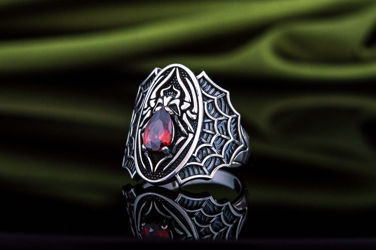 Ring with Skull Symbol and Cubic Zirconia Sterling Silver Jewelry-6