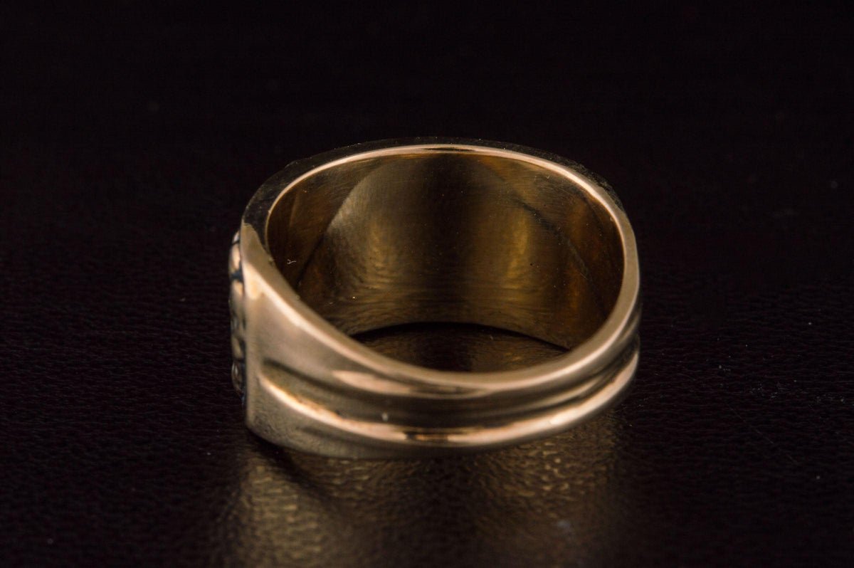 Ring with Skulls Bronze Unique Handmade Biker Jewelry-4