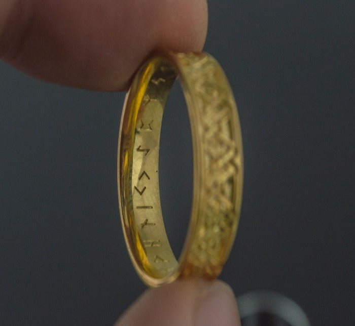 Ring with Valknut Symbol Gold Viking Jewelry-3
