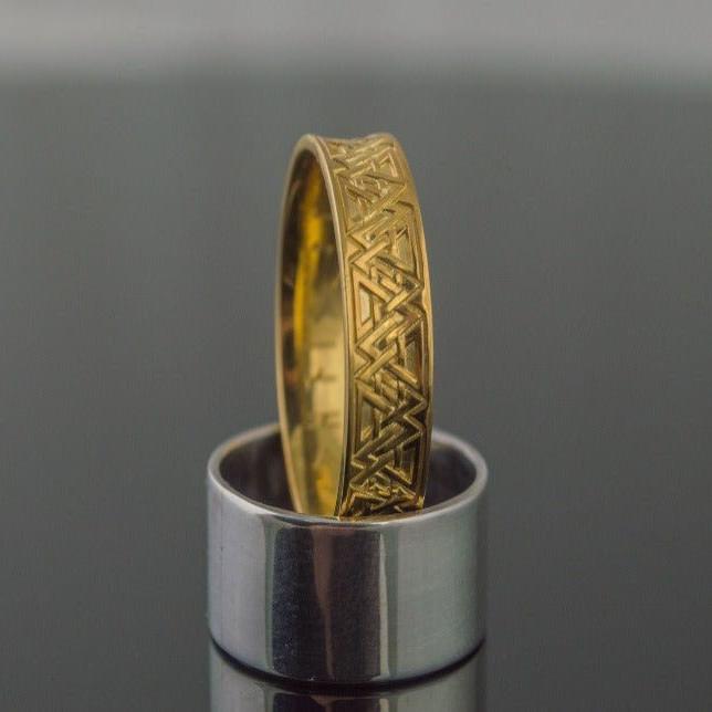 Ring with Valknut Symbol Gold Viking Jewelry-4
