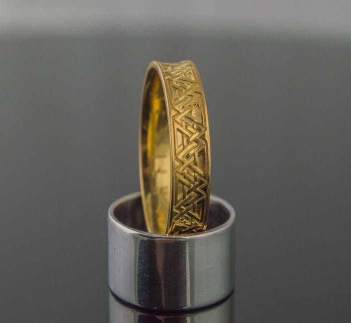 Ring with Valknut Symbol Gold Viking Jewelry-4