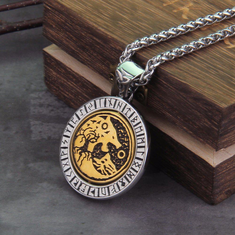  Rotating Fenrir Rune Pendant