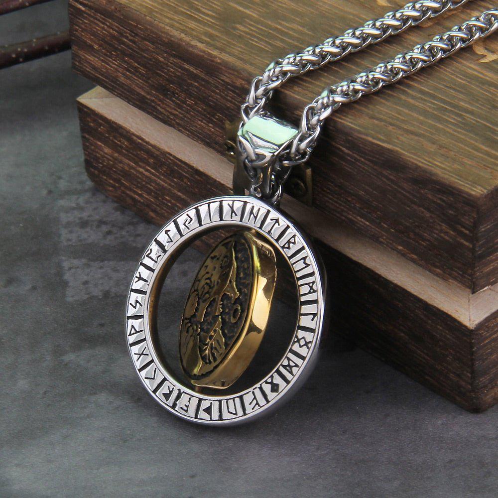  Rotating Fenrir Rune Pendant