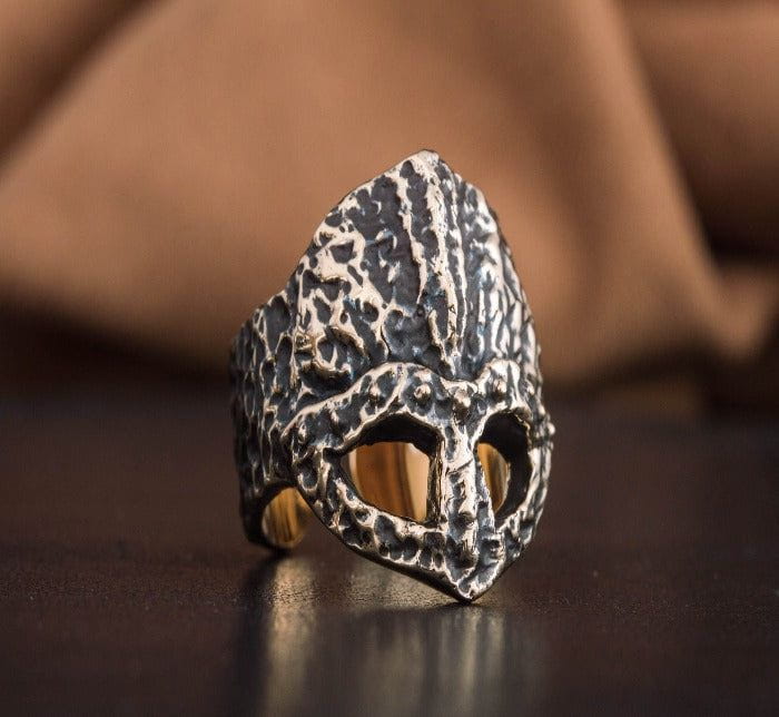 Ruined Helmet Bronze Unique Ring Viking Jewelry-1