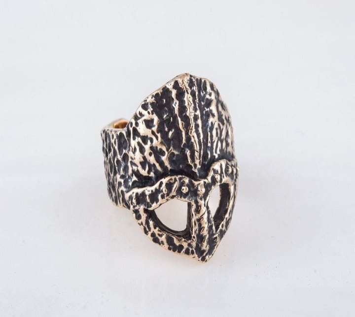 Ruined Helmet Bronze Unique Ring Viking Jewelry-3