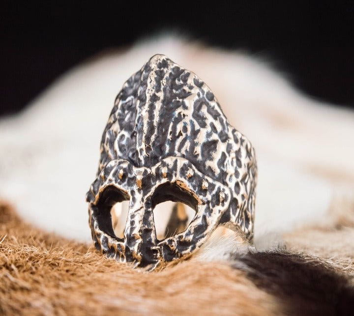 Ruined Helmet Bronze Unique Ring Viking Jewelry-5