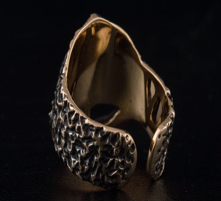 Ruined Helmet Bronze Unique Ring Viking Jewelry-6