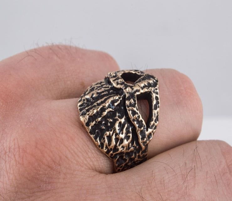 Ruined Helmet Bronze Unique Ring Viking Jewelry-7