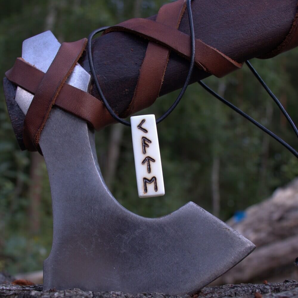 Rune Carved Viking Necklace – Deer Bone Pendant