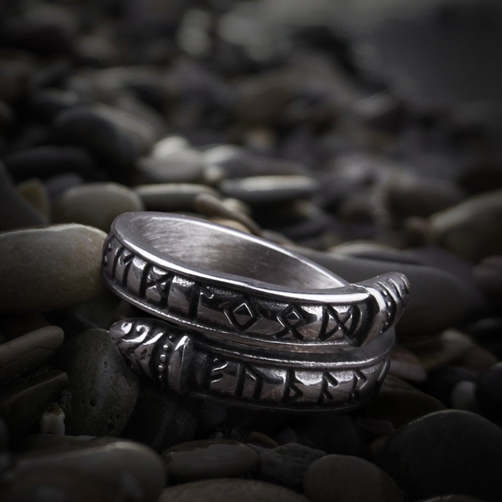 Rune Stainless Steel Viking Cuff Ring-1
