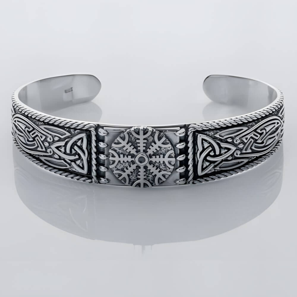 Viking Helm of Awe – Silver Cuff Bracelet