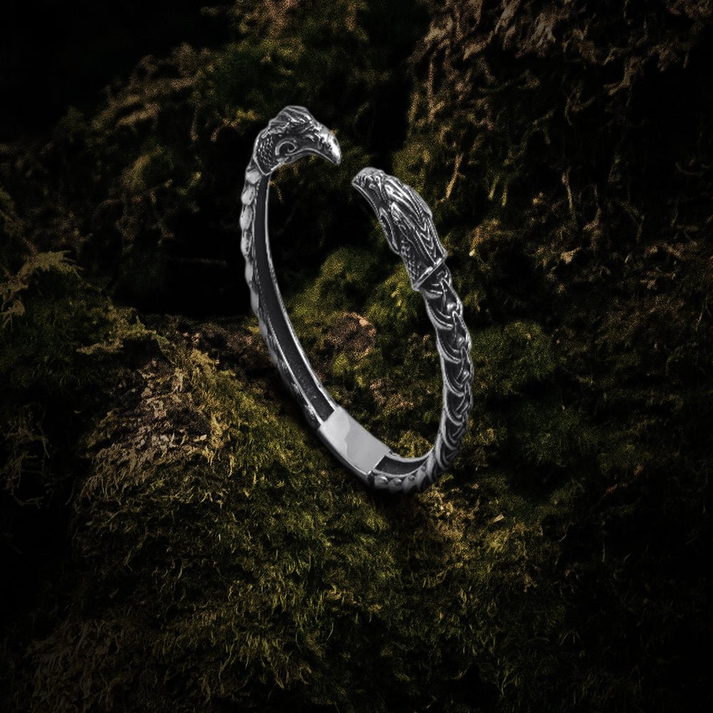 Silver Viking Odins Ravens Bracelet