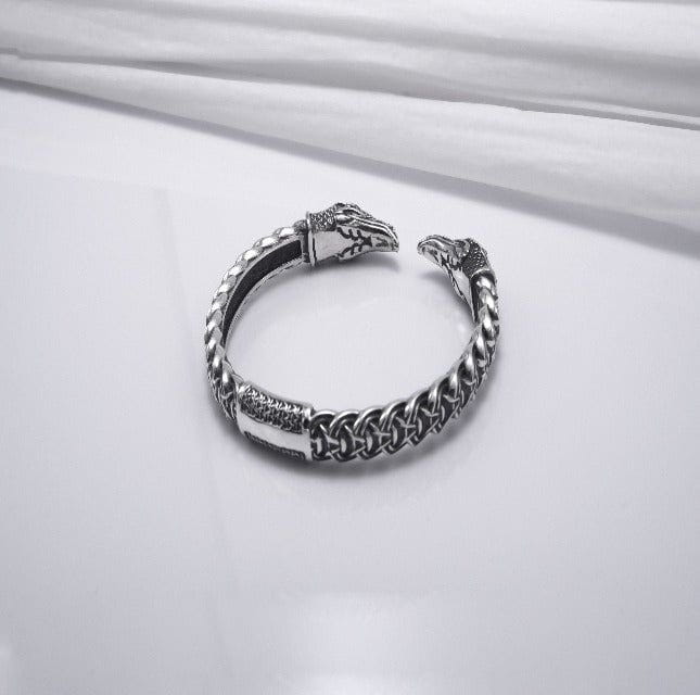 Silver Viking Odins Ravens Bracelet-4